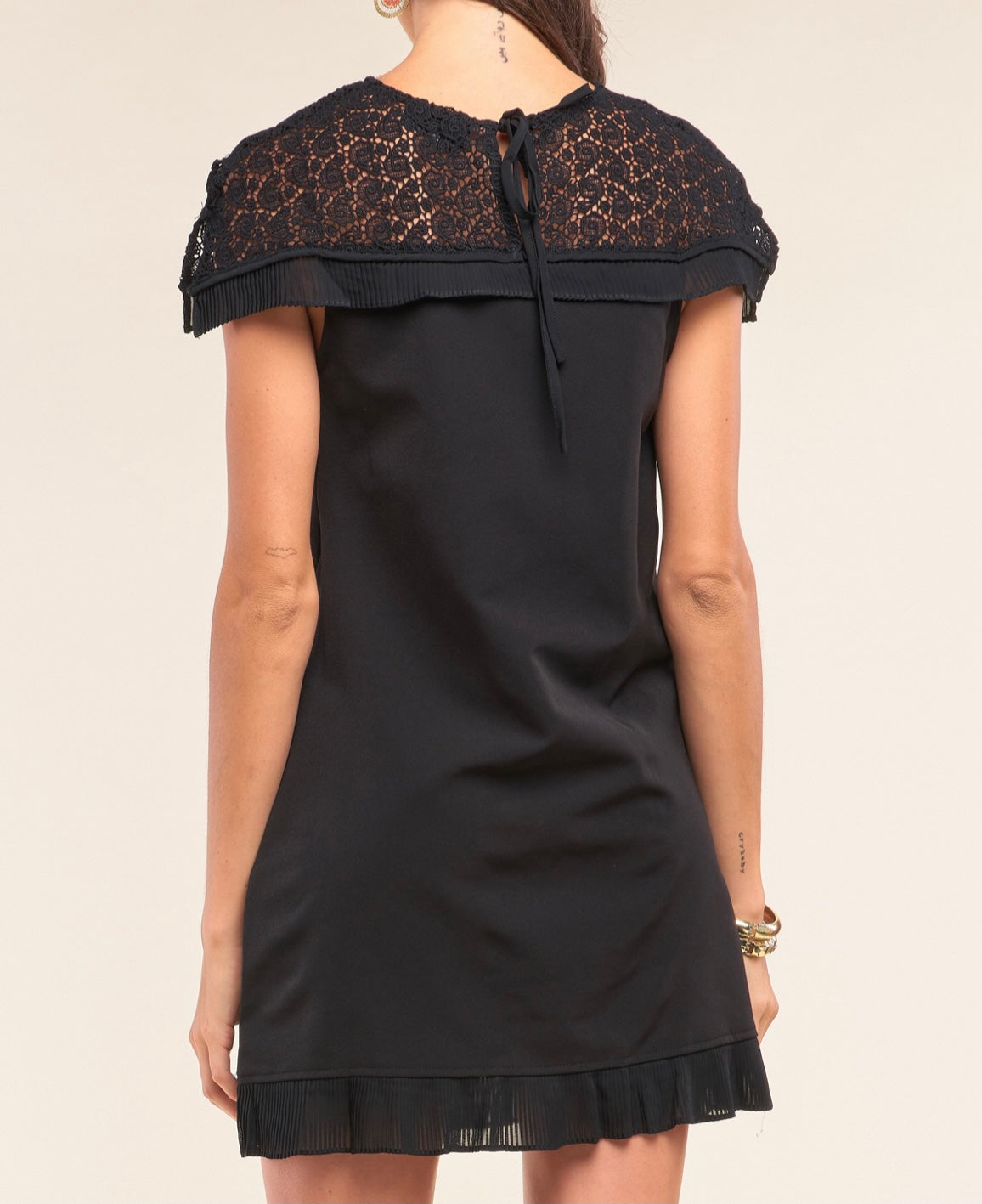 Black Crochet Lace Trim Dress