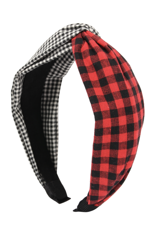 Black Red Plaid Headband