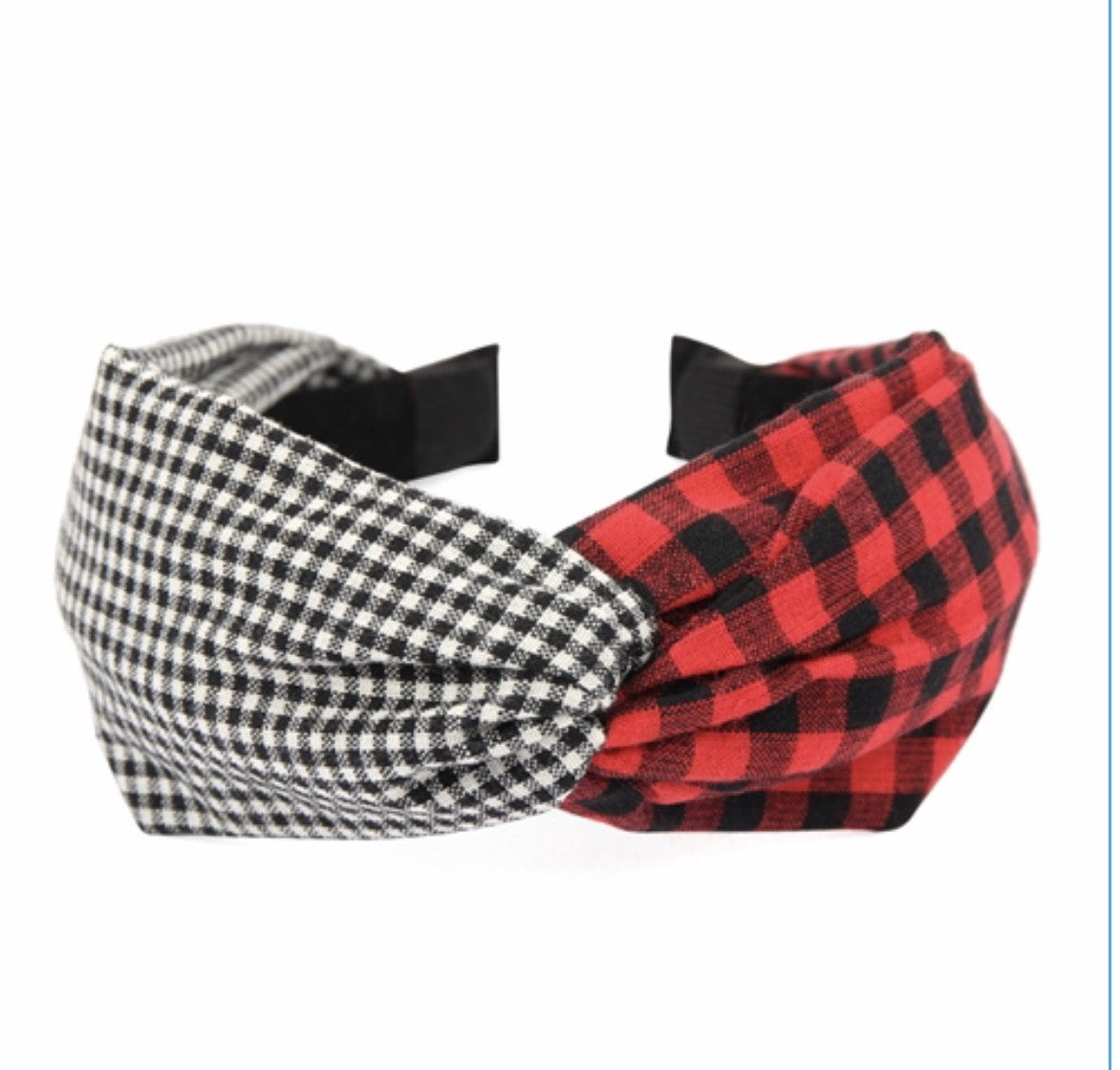 Black Red Plaid Headband