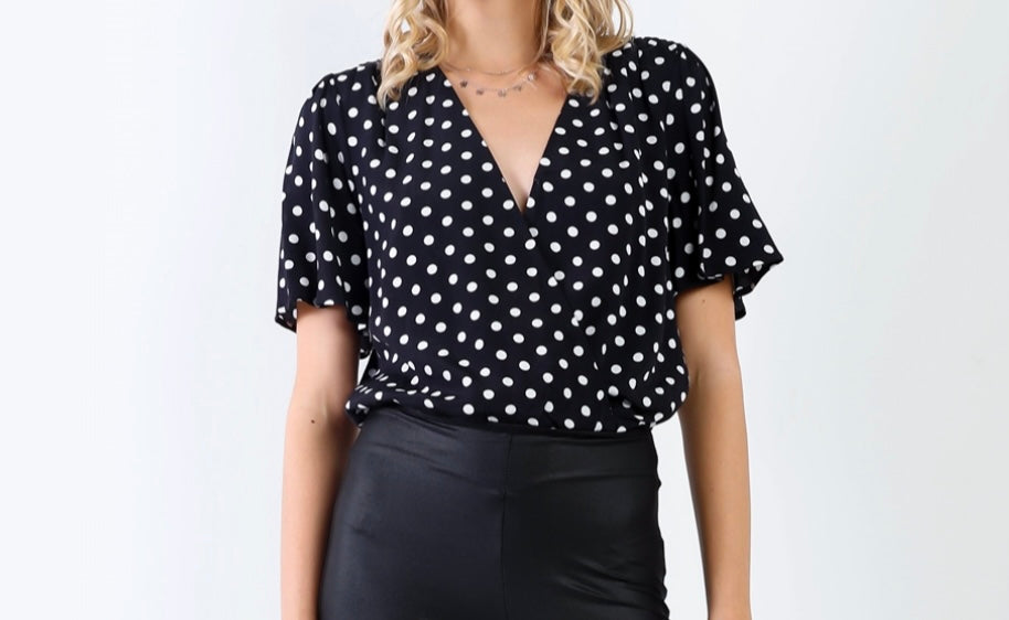 Black White Polka Dot Bodysuit