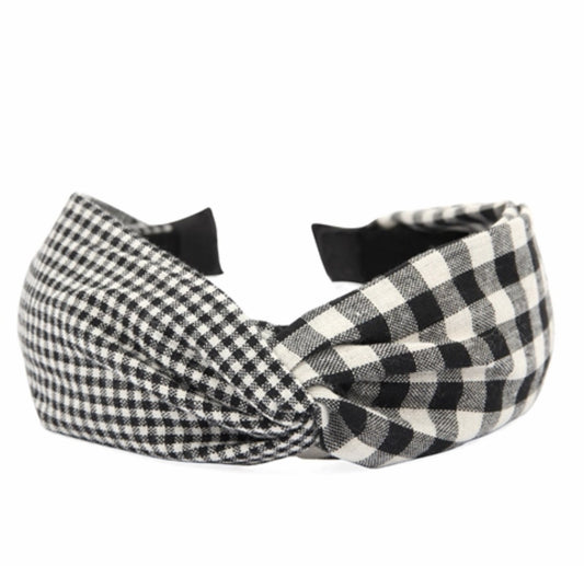 White Black Plaid Headband