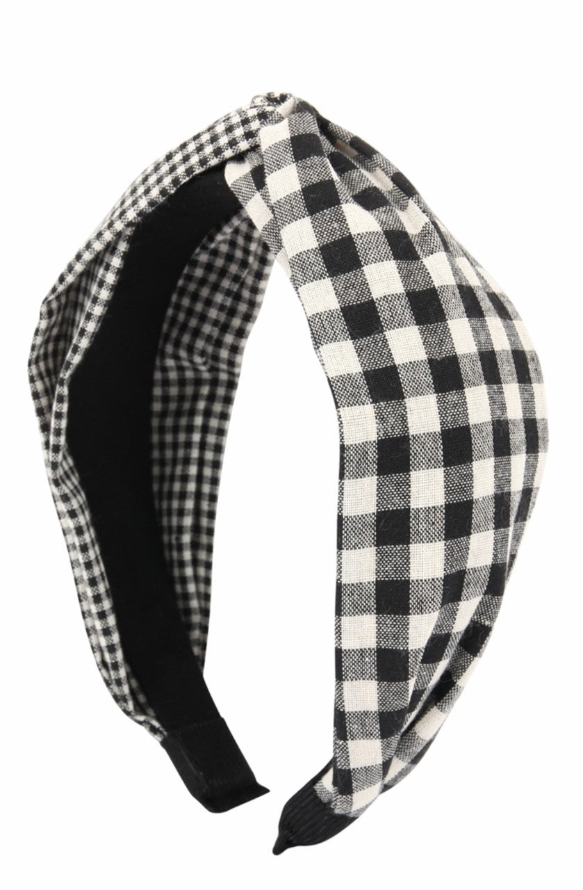 White Black Plaid Headband