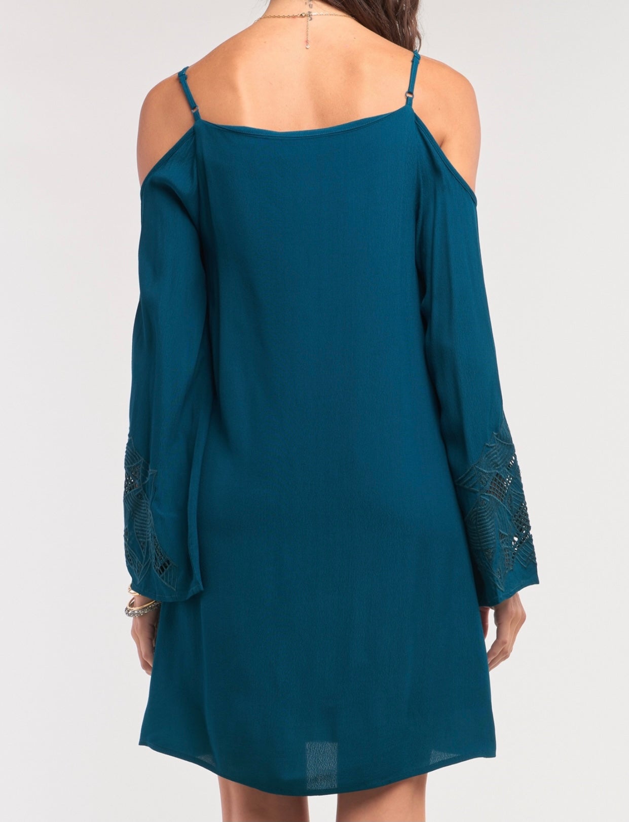 Teal Green Cold shoulder  Dress