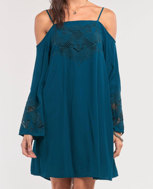 Teal Green Cold shoulder  Dress