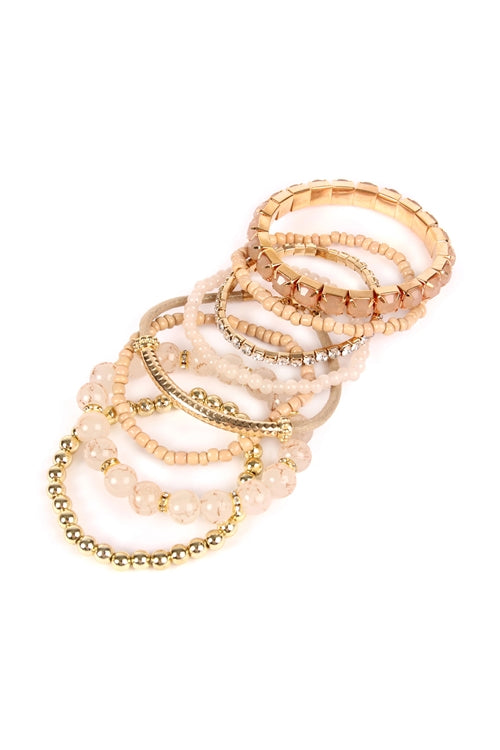 Cream Multi Stack Bracelet L-XL