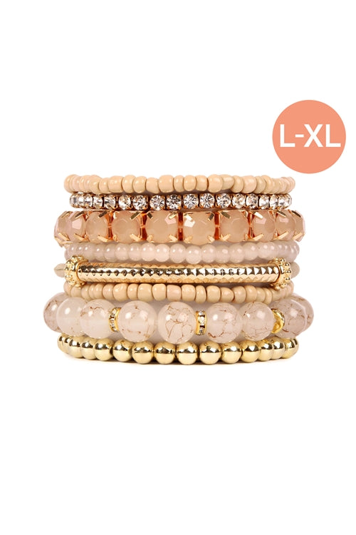 Cream Multi Stack Bracelet L-XL