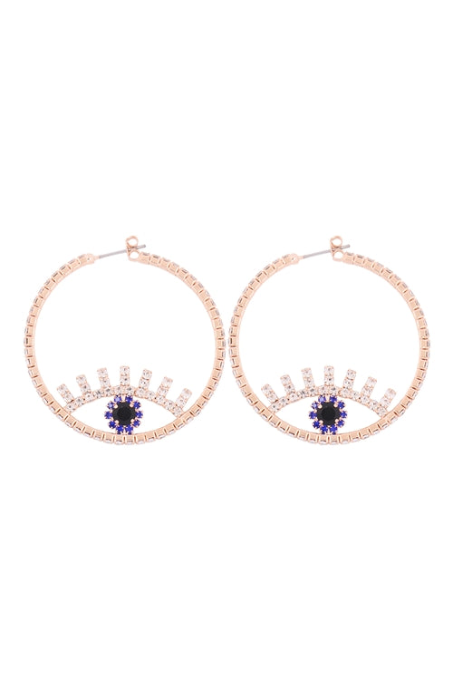 Eye Hoop Rhinestone Earrings