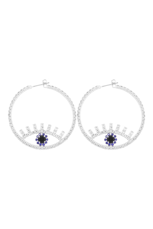 Eye Hoop Rhinestone Earrings