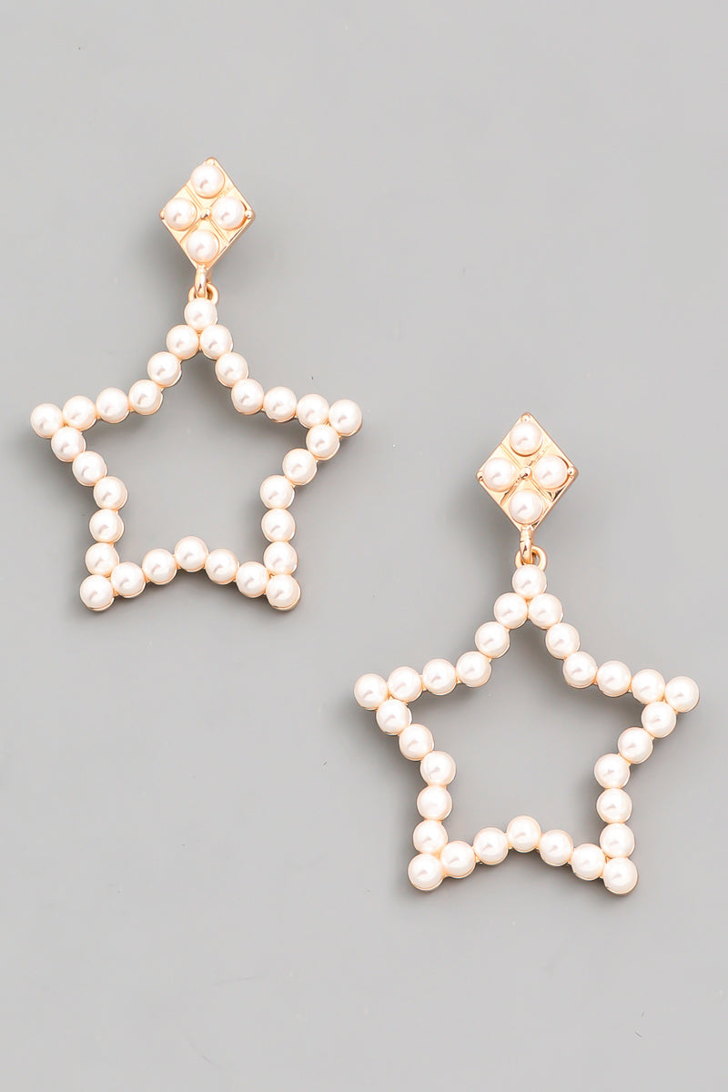 Pearl Star Dangle Earrings