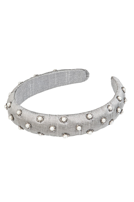 Gray Pearl Beaded Headband