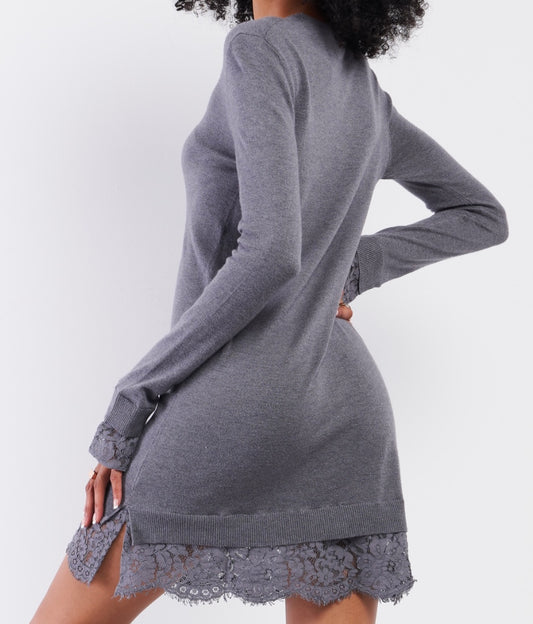 Gray Long Sleeve Dress