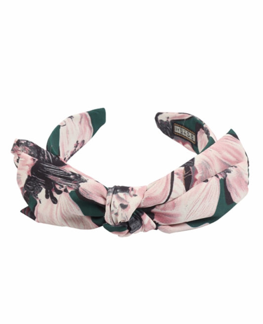 Green Bow Flower Print Headband