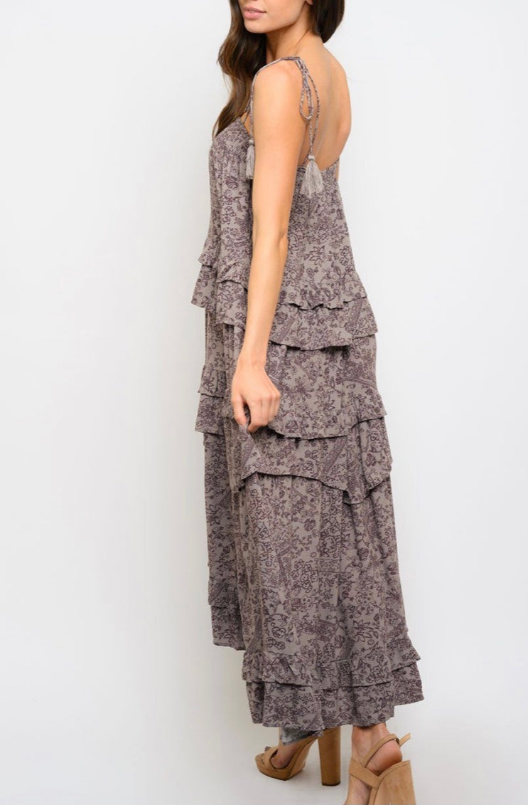 Lilac Print Maxi Dress