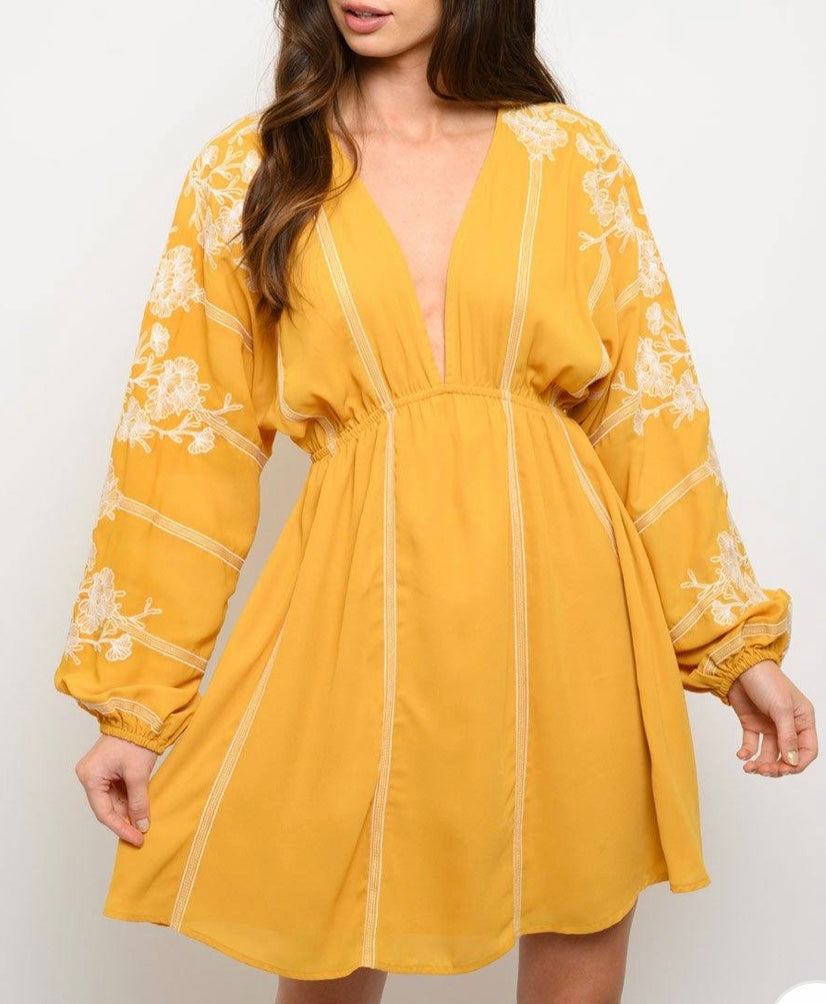 Yellow Embroidered Dress