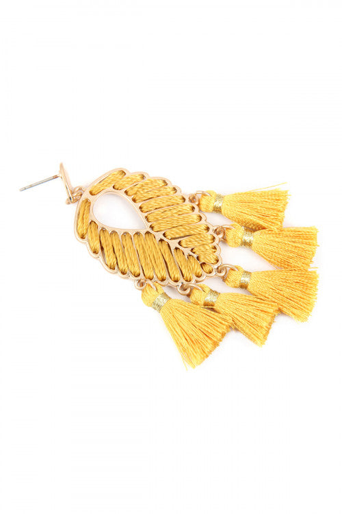 Mustard Leaf tassel Earrings