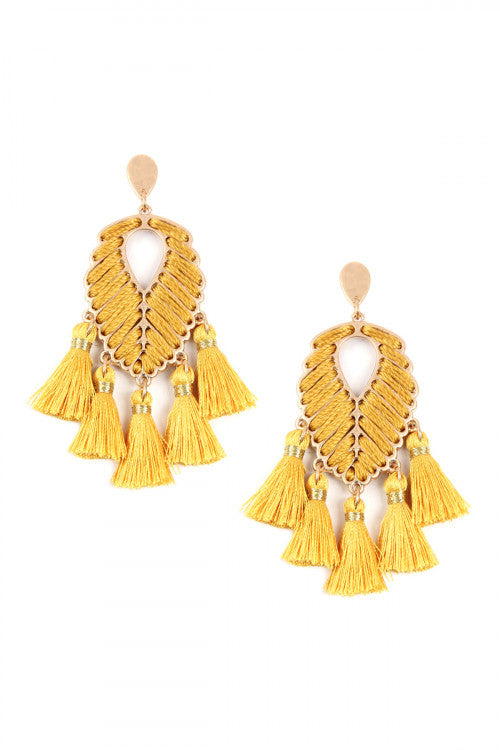 Mustard Leaf tassel Earrings