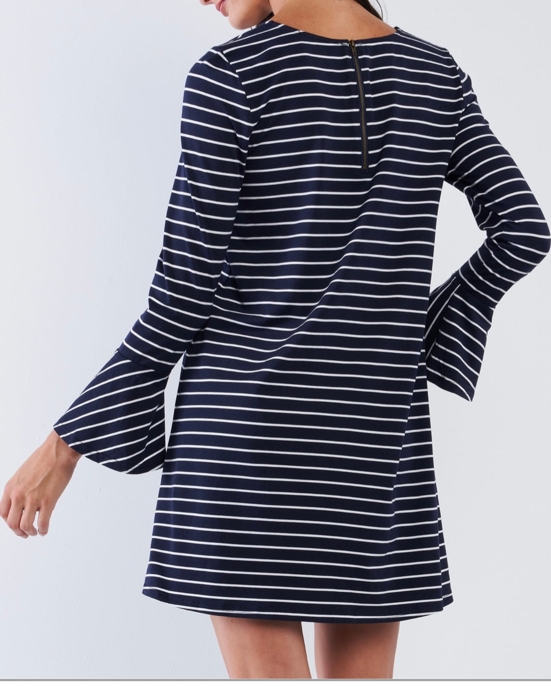 Navy Stripe Print Dress