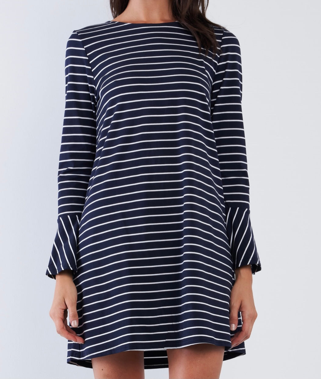 Navy Stripe Print Dress