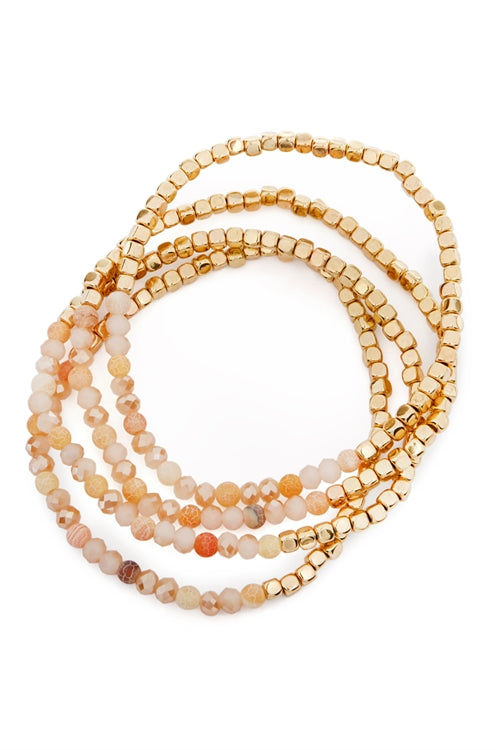 Peach Gold Stone Stack Bracelet