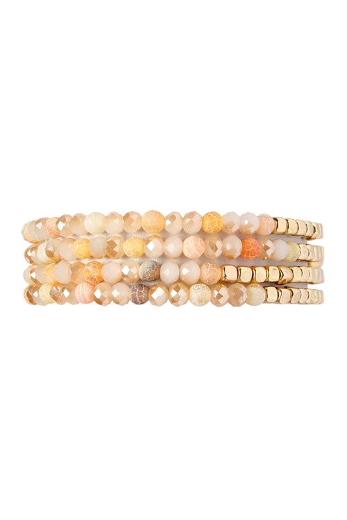 Peach Gold Stone Stack Bracelet