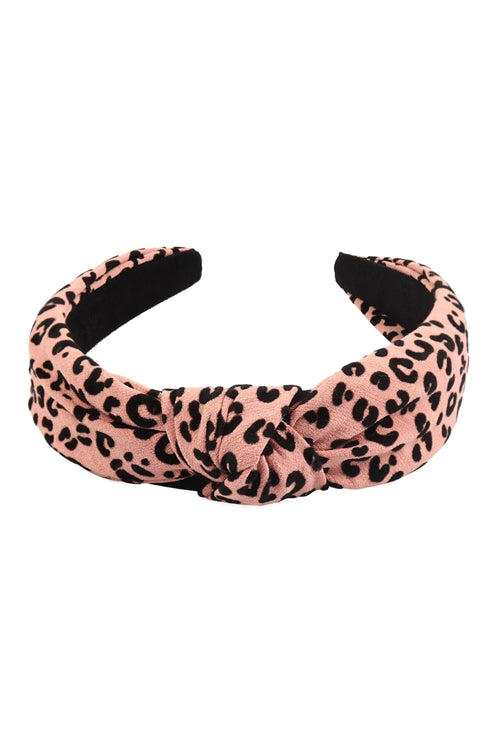 Pink Cheetah Print Knotted Headband