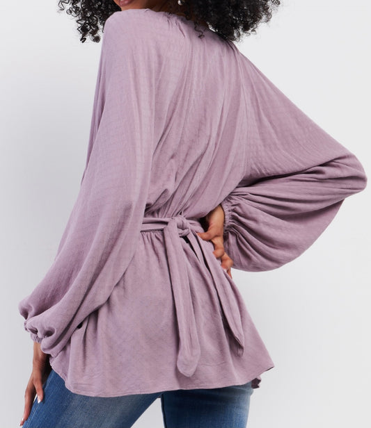 Lilac V-Neck Long Sleeve Top