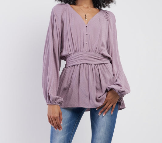 Lilac V-Neck Long Sleeve Top