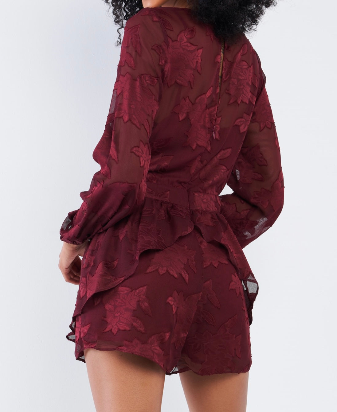 Burgundy Long Sleeve Romper