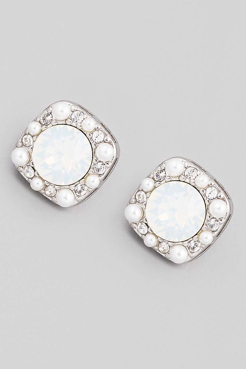 White Crystal Stone Swarovski Earrings