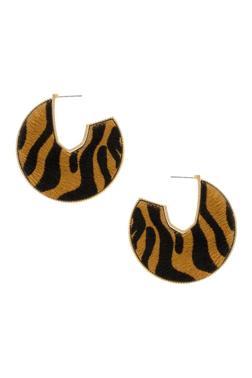 Tiger Print Disc  Earrings